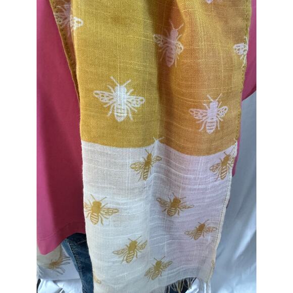 Yellow & Cream Bee Print Scarf - Picture 4 of 10